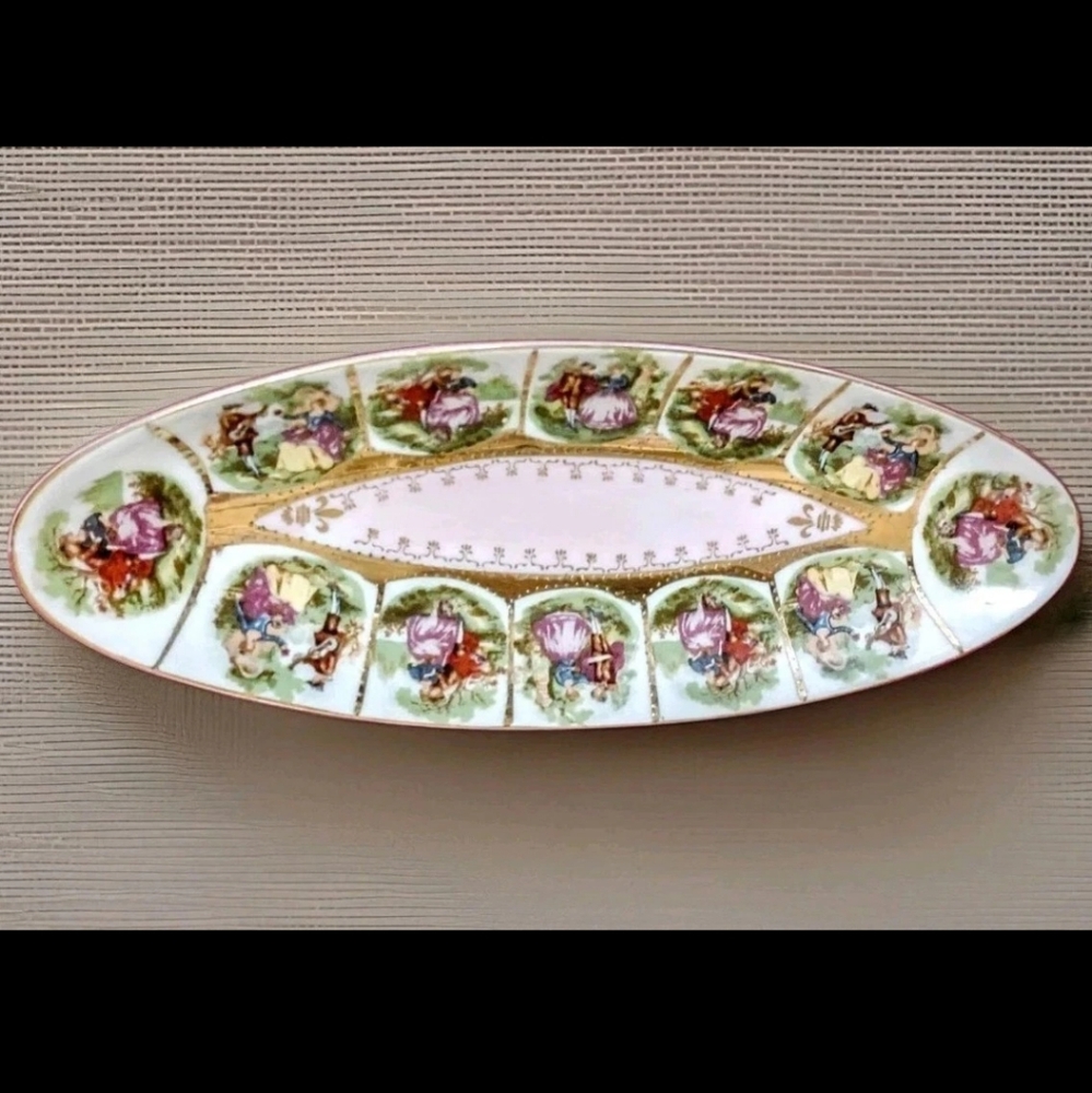 Vintage Royal Vienna Austrian Porcelain Courting Couple Victorian Relish Tray